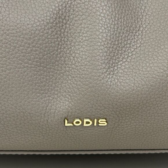 NWT LODIS Camilla Tote Shoulder Bag Ash Grey Taupe Leather Studded Zip Tassels - Picture 15 of 16